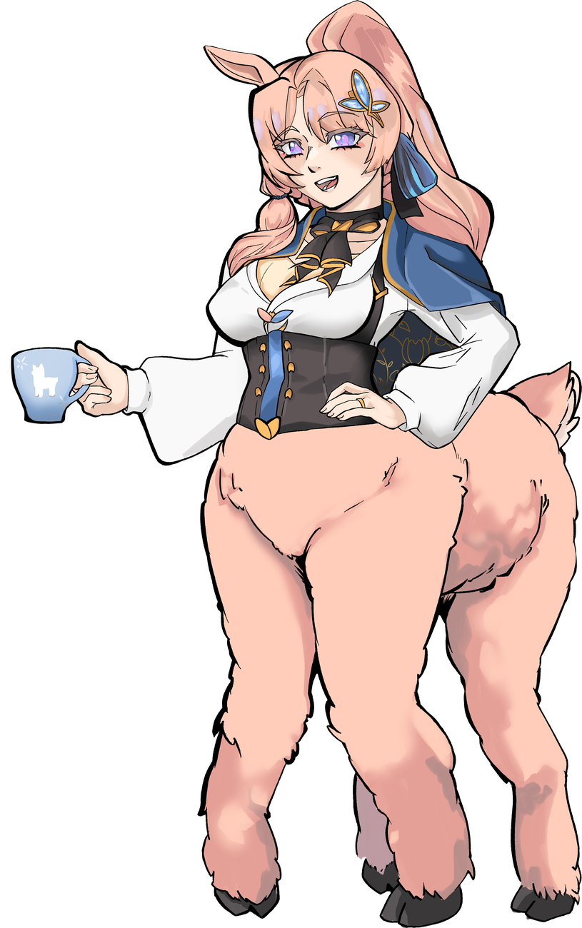 NiniNeen as a llama centaur holding a steaming cup, 2026 April Fools model by HeroNoStreamer